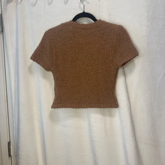 SKIMS Cozy Collection Cottagecore Brown Textured Crop Top - Picture 3 of 8